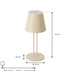 Lindby LED oplaadbare tafellamp Janea TWIN, beige, metaal