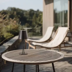 Lindby LED oplaadbare tafellamp Janea CROSS, zwart, metaal