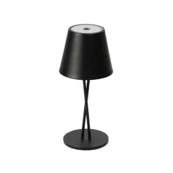 Lindby LED oplaadbare tafellamp Janea CROSS, zwart, metaal
