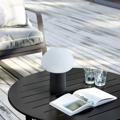 Lindby LED oplaadbare tafellamp Zelie, zwart, aluminium, IP44