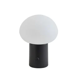 Lindby LED oplaadbare tafellamp Zelie, zwart, aluminium, IP44