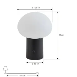 Lindby LED oplaadbare tafellamp Zelie, zwart, aluminium, IP44