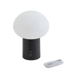 Lindby LED oplaadbare tafellamp Zelie, zwart, aluminium, IP44