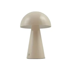 Lindby LED oplaadbare tafellamp Nevijo, beige, Ø20cm, USB, dimmer