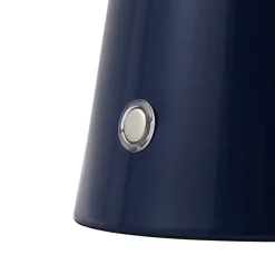 Lindby LED oplaadbare tafellamp Nevijo, blauw, Ø20cm, USB, dimmer