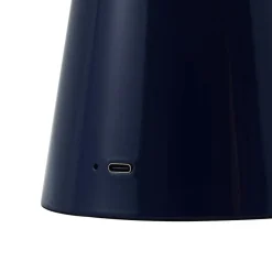 Lindby LED oplaadbare tafellamp Nevijo, blauw, Ø20cm, USB, dimmer