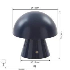 Lindby LED oplaadbare tafellamp Nevijo, blauw, Ø18cm, USB, dimmer