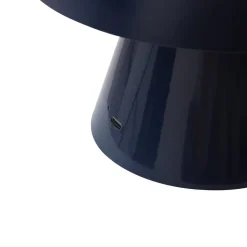 Lindby LED oplaadbare tafellamp Nevijo, blauw, Ø18cm, USB, dimmer