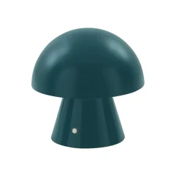 Lindby LED oplaadbare tafellamp Nevijo, petrol, Ø18cm, USB, dimmer