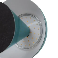 Lindby LED oplaadbare tafellamp Nevijo, petrol, Ø18cm, USB, dimmer