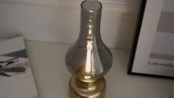 Lindby LED oplaadbare tafellamp Maxentius goudkleurig glazen dimmer