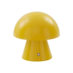 Lindby LED oplaadbare tafellamp Nevijo, geel, Ø18cm, USB, dimmer