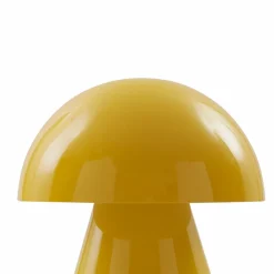 Lindby LED oplaadbare tafellamp Nevijo, geel, Ø18cm, USB, dimmer