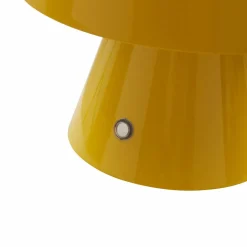 Lindby LED oplaadbare tafellamp Nevijo, geel, Ø18cm, USB, dimmer