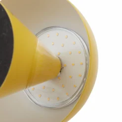 Lindby LED oplaadbare tafellamp Nevijo, geel, Ø18cm, USB, dimmer