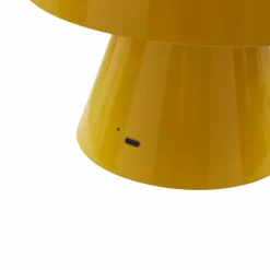 Lindby LED oplaadbare tafellamp Nevijo, geel, Ø18cm, USB, dimmer