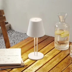 Lindby LED oplaadbare tafellamp Janea TWIN, wit, metaal