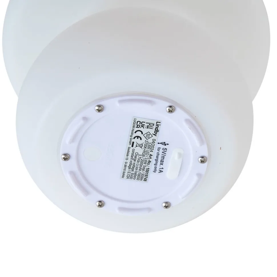Lindby LED oplaadbare tafel buitenlamp Vernate, RGBW, wit, dimbaar