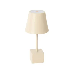 Lindby LED oplaadbare tafellamp Janea CUBE, beige, metaal