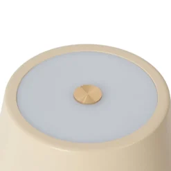 Lindby LED oplaadbare tafellamp Janea CUBE, beige, metaal
