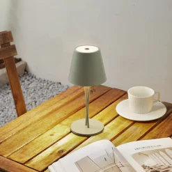 Lindby LED oplaadbare tafellamp Janea CROSS, groen, metaal