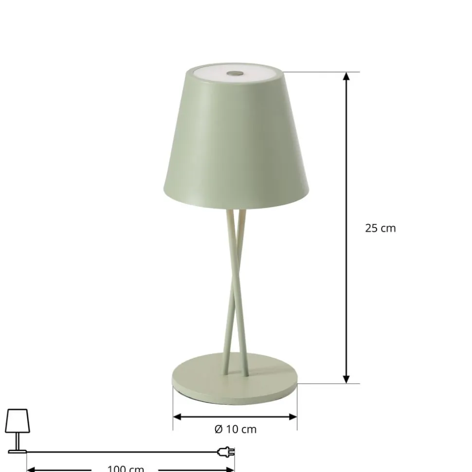 Lindby LED oplaadbare tafellamp Janea CROSS, groen, metaal