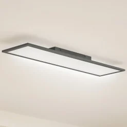 Lindby LED paneel Enhife, zwart, 80 x 20 cm, metaal, 4.000K