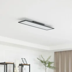 Lindby LED paneel Enhife, zwart, 80 x 20 cm, metaal, 4.000K