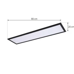 Lindby LED paneel Enhife, zwart, 80 x 20 cm, metaal, 4.000K
