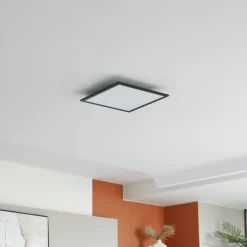 Lindby LED paneel Enhife, zwart, 40 x 40 cm, metaal, 4.000K