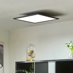 Lindby LED paneel Lamin, zwart, 40 cm, CCT, dimbaar, afstandsbediening