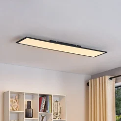 Lindby LED paneel Lamin, zwart, 120cm, CCT, dimbaar, afstandsbediening