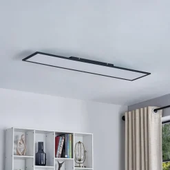 Lindby LED paneel Lamin, zwart, 120cm, CCT, dimbaar, afstandsbediening