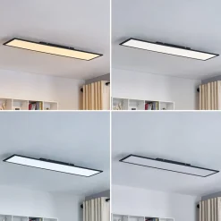 Lindby LED paneel Lamin, zwart, 120cm, CCT, dimbaar, afstandsbediening