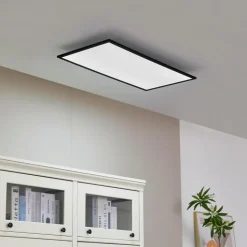 Lindby LED paneel Lamin, zwart, 80 cm, CCT, dimbaar, afstandsbediening