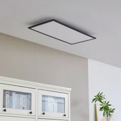 Lindby LED paneel Lamin, zwart, 80 cm, CCT, dimbaar, afstandsbediening