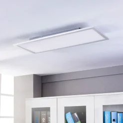 Lindby LED paneel Livel, 4000K, 80 cm x 30 cm, zilver, metaal