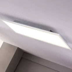 Lindby LED paneel Livel, 4000K, 80 cm x 30 cm, zilver, metaal