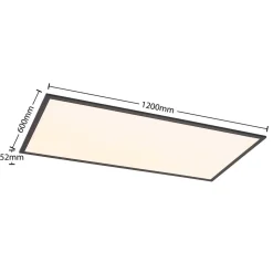 Lindby LED paneel Nelios, 120 x 60 cm, CCT, zwart, metaal