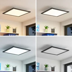 Lindby LED paneel Nelios, 40 x 40 cm, CCT, zwart, metaal