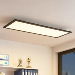 Lindby LED paneel Nelios, 80 x 30 cm, CCT, zwart, metaal