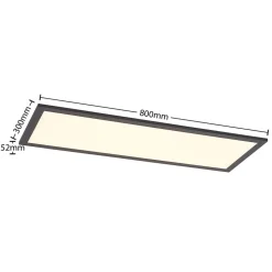 Lindby LED paneel Nelios, 80 x 30 cm, CCT, zwart, metaal