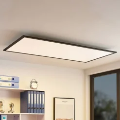 Lindby LED paneel Nelios, 120 x 60 cm, 4000K, zwart, metaal