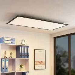 Lindby LED paneel Nelios, 120 x 60 cm, 4000K, zwart, metaal