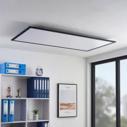 Lindby LED paneel Nelios, 120 x 60 cm, 4000K, zwart, metaal