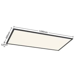 Lindby LED paneel Nelios, 120 x 60 cm, 4000K, zwart, metaal