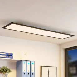 Lindby LED paneel Nelios, 120 x 30 cm, CCT, zwart, metaal