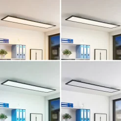 Lindby LED paneel Nelios, 120 x 30 cm, CCT, zwart, metaal