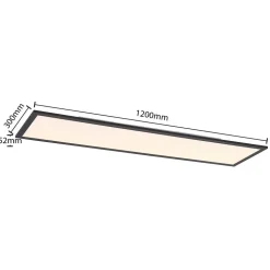 Lindby LED paneel Nelios, 120 x 30 cm, CCT, zwart, metaal