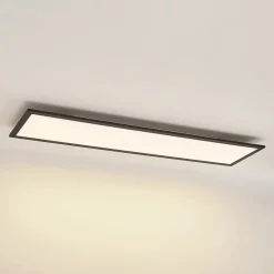 Lindby LED paneel Nelios, 120 x 30 cm, CCT, zwart, metaal